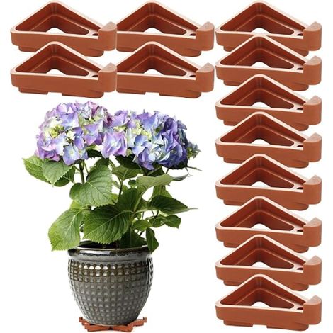 Lot de 24 rehausseurs triangulaires invisibles pour pots de fleurs, pieds de support pour pots de fleurs, ventilation respirante, anti-pourriture des racines, base surélevée.