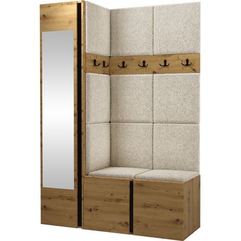 Meuble d'entrée Hartford 277, Abriamo 3, 186x124x46cm, Disponible, Tissu, Stratifié, À poser, Murale