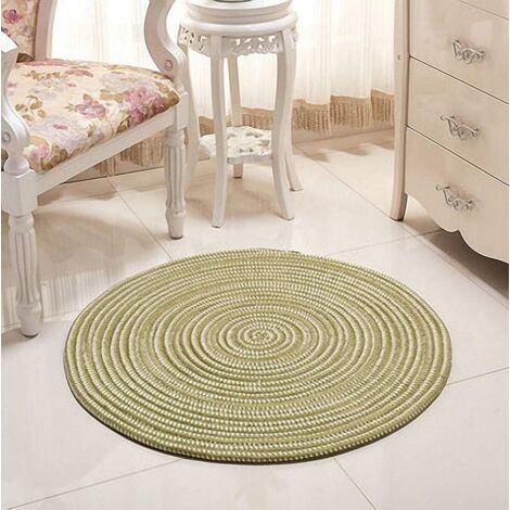 VtiziklTapis tressé à la main - Rond - Pour le salon, la chambre à coucher, la salle de bain, la chambre d'enfant - Vert - 40 x 40 cm-Ensoleillé