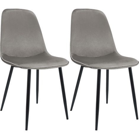 Set di 2 sedie da pranzo Maryam grigio chiaro Velluto