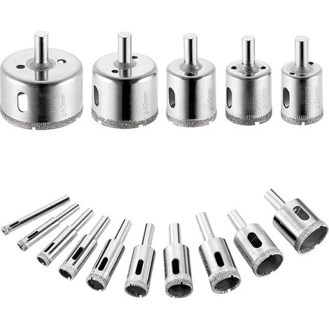 Set di 15 punte diamantate per trapano, seghe a tazza per acciaio al carbonio, per forare vetro, ceramica, porcellana, piastrelle, marmo, 6/8/10/12/14/16/18/20/22/25/28/30/35/40/50 mm (1/5)