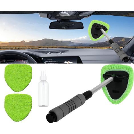 Four-piece glass cleaner set - Retractable handle for easy use - Car glass cleaner - Household glass cleaner - 28143 cm - Suitable for cleaning car, office, and home windows - Green (1/5)