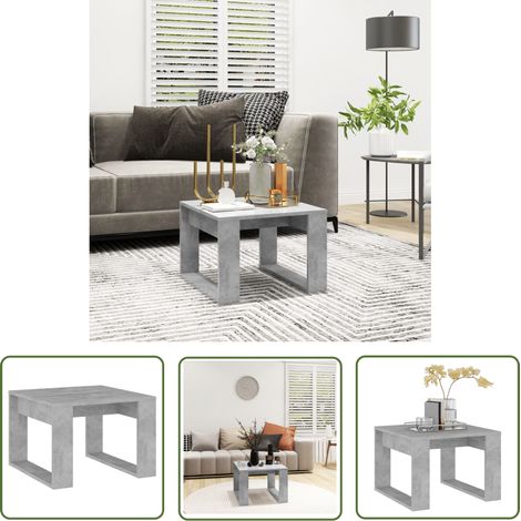 The Living Store Beistelltisch Betongrau 50x50x35 cm Holzwerkstoff - Beistelltisch - Wohnzimmerschreibtisch - Nachttisch - Holzmöbel - Grau (1/5)