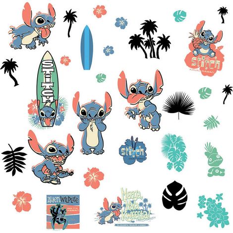 Stickers repositionnables - Lilo et Stitch - Stitch Surf - 13 cm x 26 cm (1/5)
