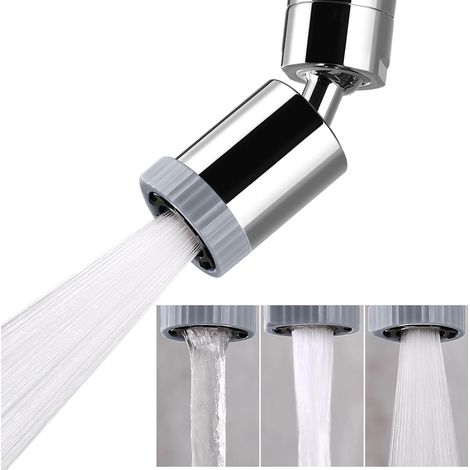 Robinet de cuisine orientable avec aérateur, 3 modes de jet, adaptateur pour bec de robinet, filetage femelle 55/64-27UNS, adaptateur mâle inclus, finition chromée (1/5)