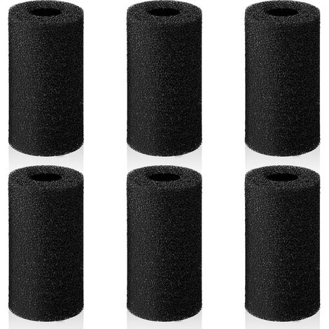 Lot de 6 éponges filtrantes pour aquarium, petites éponges noires pour filtre d'aquarium, crevettes, frites, accessoires de filtre d'aquarium, préfiltre à pompe (8,1 x 4,1 cm, trou de 2 cm) (1/5)