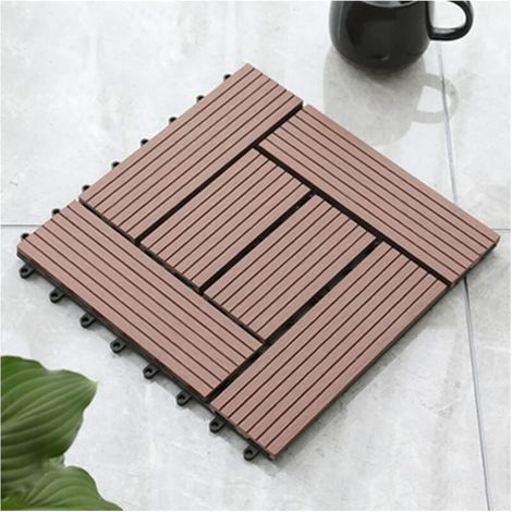 Dalles de sol en bois et plastique, imperméables, adaptées aux terrasses, balcons, revêtements de sol extérieurs en bois et plastique, balcons et cours imperméables à l'eau (1/4)