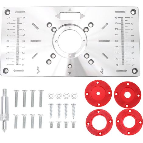 Plaque d'insertion Table de Toupie Compatible avec Makita Routeurs Machine de Découpe en Alliage d'aluminium avec Anneaux d'insertion de Routeur et Vis de Fixation