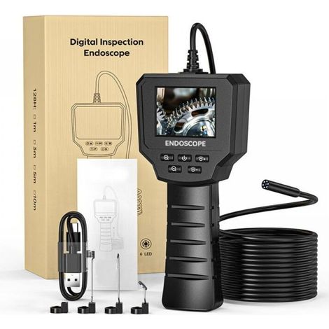 Caméra d'inspection endoscopique Industrielle 2,4 Pouces, 1440P HD Caméra 2,0 MP avec 6 LED Réglables, Numérique Caméra Etanche IP67 de 8 mm, Câble Semi Rigide 5M (1/5)