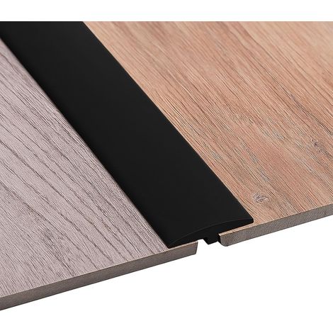 Profil de transition auto-adhésif, profil en T 5 x 200 cm, bande de transition PVC flexible pour tous les types de sol, découpable et résistant à l'eau (Noir, 2 M) (1/5)