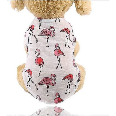 Vêtements pour animaux de compagnie en coton : gilet d'été respirant et frais avec protection solaire, t-shirt imprimé flamant rose pour petits et moyens chiens. (1/5)
