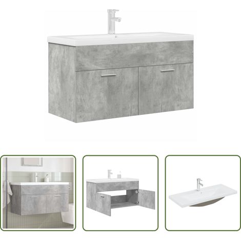 vidaXL Vasque intégrée -  Armoire lavabo de salle de bain avec bassin intégré et robinet (1/5)