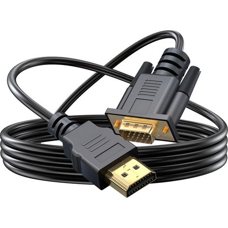 Adaptateur HDMI vers VGA de 1,8 mètre, prend en charge la résolution FHD 1920x1080P, câble adaptateur inclus. (1/5)