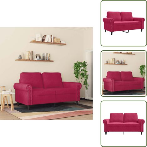 Divano moderno - vidaXL Divano a 2 Posti Rosso Vino 120 cm in Velluto - Divano in metallo
