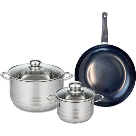 Ensemble de 1 Poêle de cuisson 24 cm et 2 faitouts 14 et 20 cm Elo Prima Brillant (1/5)