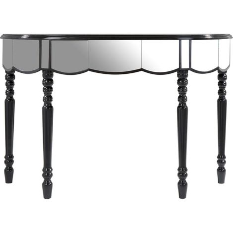 Premier Housewares Mirrored Dressing Table Silver Console Table Mirror Console Table Hallway Table Mirror Console Tables Black Finish 117x35x77 (1/5)