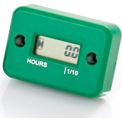 IP68 Compteur d'heures pour Tondeuse Générateur Essence, Vert  Cumul 99 999 h, boîtier IP68, câble 1,1 m, 5 tours sur bougie, tracteur tondeuse, zero-turn, motobineuse, pas diesel (1/5)