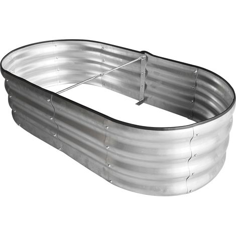 Kit de jardinière surélevée en métal galvanisé argenté pour légumes, grande jardinière surélevée en métal sans fond pour herbes, fruits et fleurs (1,2 x 0,6 x 0,3 m, lot de 2) (1/5)