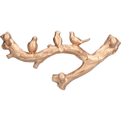 Patère Murale Décorative en Forme d'Oiseau Doré sur Branche, Accessoire de Décoration Tridimensionnel pour Intérieur (29,5 cm) (1/5)