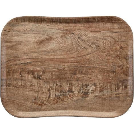 Plateau Polyester Century Aspect Naturel Bois Olivier Clair - 360x460mm - Cambro (1/2)