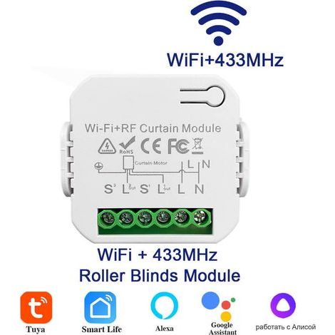 Interrupteur intelligent WiFi Tuya, module de commutation DIY avec minuterie 220 V, commande vocale RF, 2 canaux,窗帘模块 (1/5)