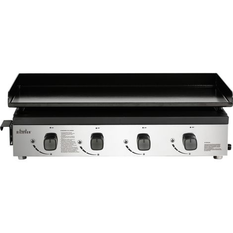 Plancha à gaz 4 brûleurs en acier – Puissance 10 kW – Surface de cuisson 71x39,5 cm – Allumage piézo – Nettoyage facile avec plaque amovible – Bighorn (1/5)