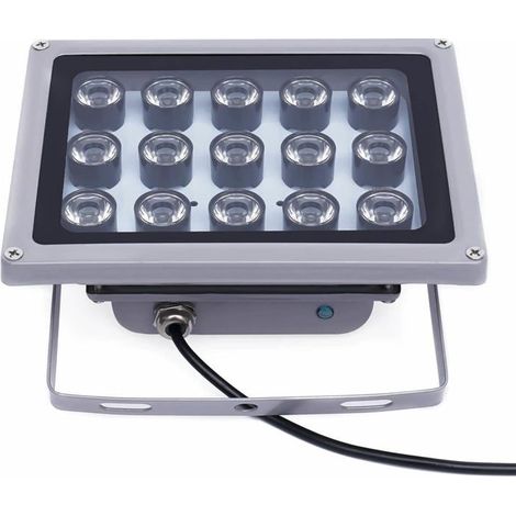 1 projecteur infrarouge extérieur, 15 LED, 850 nm, portée 100 m, aluminium renforcé, pour caméra de sécurité