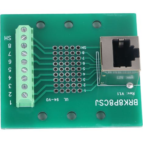 Carte de dérivation RJ45 Ethernet 8P8C avec bornier à vis et support pour ordinateurs, routeurs et commutateurs