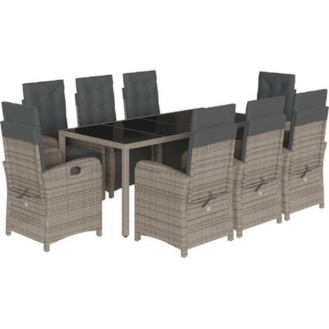 Maison Exclusive - Set da Pranzo da Giardino 9 pz con Cuscini in Polyrattan Grigio (1/5)