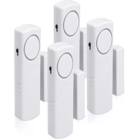 Irovami Alarme porte et fenêtre - Lot de 4 alarmes anti-intrusion sans fil - Sécurité domestique contre les cambriolages - Déclenchement magnétique - 100 dB (1/2)