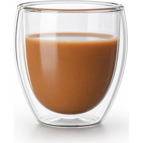 Verre double paroi en verre 150 ml sans anse — verre isolant transparent pour boissons chaudes et froides (1/5)