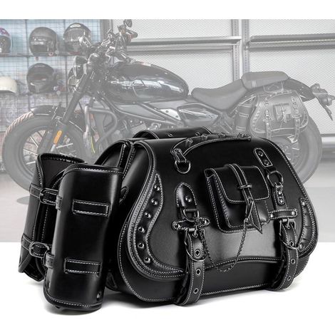 Motorrad Satteltaschen 30L Leder Wasserdicht mit Getränkehalter für Harley Davidson, Honda, Yamaha (1/5)