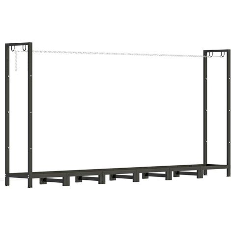 Legnaia Regolabile 235x31x116 cm con Telo Impermeabile e Catene in Acciaio Nero