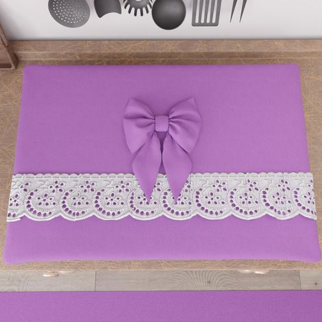 Cache Plaque de Cuisson avec Dentelle de Saint-Gall 50x70 cm, Protection Plaque Induction et a Gaz en Coton, Lilas, Accessoires De Cuisine (1/4)