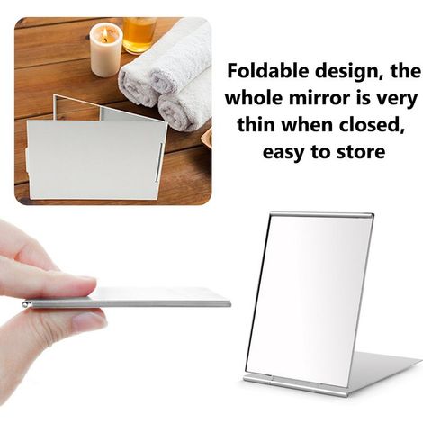 Klappspiegel – 15 x 10 cm – Aluminiumgehäuse – freistehend – für Make-up, Rasur und Reisen – 1 Stück (1/5)