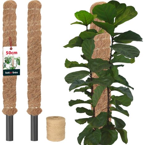 KOTARBAU® 2 pcs Tuteur Plante - Tuteur Coco - ⌀ 2.5 x 50 cm - Fibre de Coco - Tuteurs pour Monstera - Marron - pour Plantes Grimpantes (1/5)