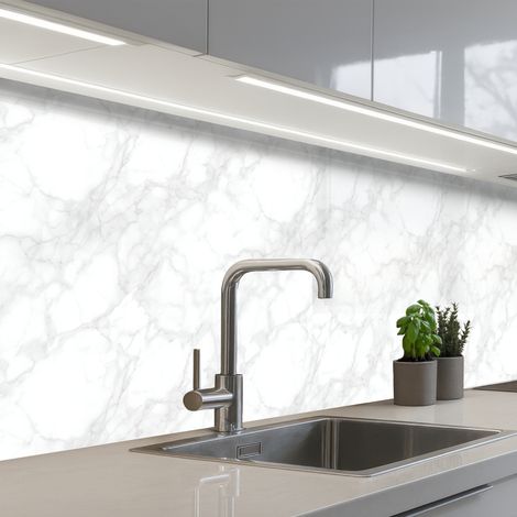 SCHIENALI CUCINA Minimalista - Bianco - Grigio venato 250x80 cm