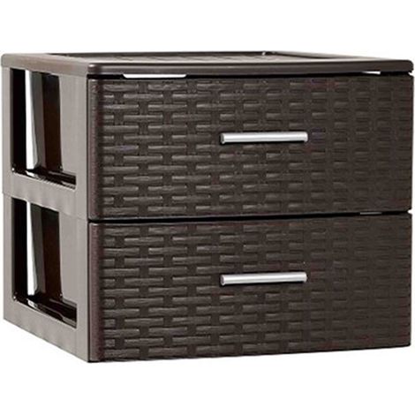 Cajonera de ordenación RATTAN de plástico Efecto mimbre Torre de almacenaje multiusos