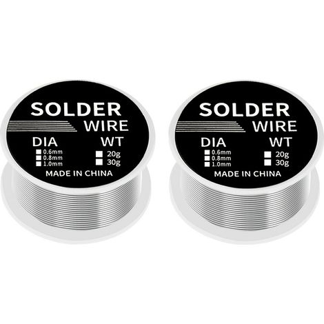Lot de 2 bobines de fil à souder 0,8 mm, haute pureté, bas point de fusion, colophane, flux 10 % étain, pour soudure BGA (1/5)