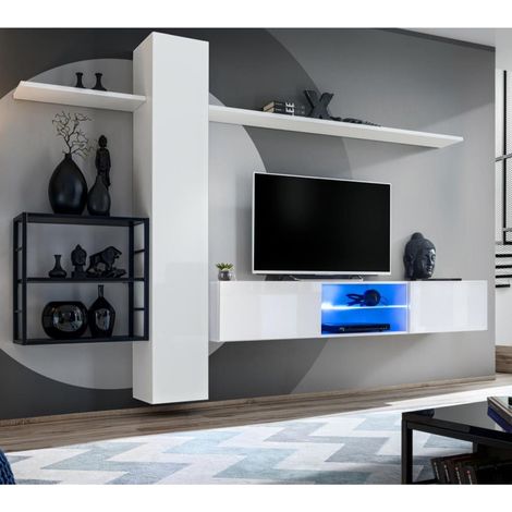 Ensemble Meuble TV "Switch V" 270cm Blanc & Noir (1/4)