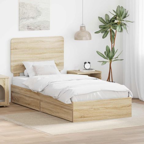Aufbewahrungsbett Sonoma-Eiche 75 x 190 cm Holzwerkstoff