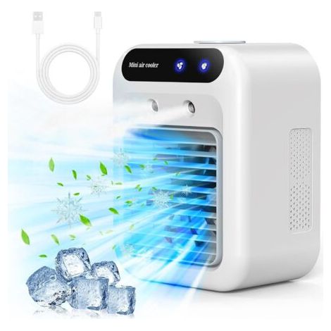 Climatiseur portable silencieux, refroidisseur d'air de 500 ml, 2 vitesses de vent, 2 modes de pulvérisation, mini climatiseur pour chambre, bureau