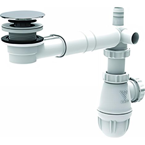 Valentin – Bonde et vidage pour vasque extra-plate – Hauteur 34 mm – Siphon de lavabo pour installations réduites – Matériaux résistants à l'eau (1/3)