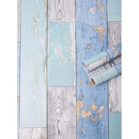 Papier peint autocollant décoratif en vinyle pour meuble et comptoir Motif grain de bois,0.456M (1/5)