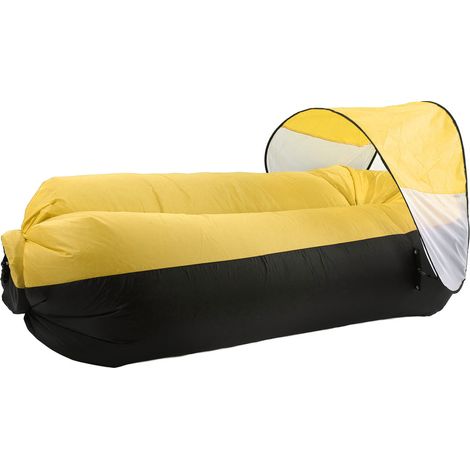 Aufblasbares Outdoor-Schlafsofa, tragbarer aufblasbarer Liegesessel, ideal zum Campen und Wandern, schwarz und gelb. (1/4)