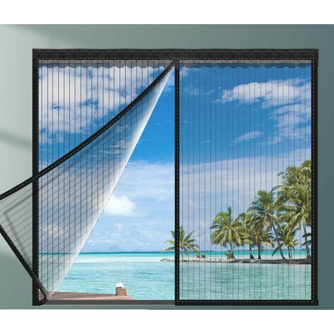 Moustiquaire Pour FenêTre, Moustiquaire à FenêTre MagnéTique, Moustiquaire Anti-Insectes Avec Protection Anti-Moustiques Magic Tape, Noir, 80x120cm (1/5)