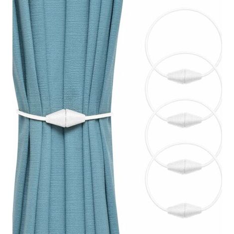 4er-Pack magnetische Raffhalter, handgefertigt aus praktischem und dekorativem Webseil für Zuhause und Büro (weiß) (1/5)
