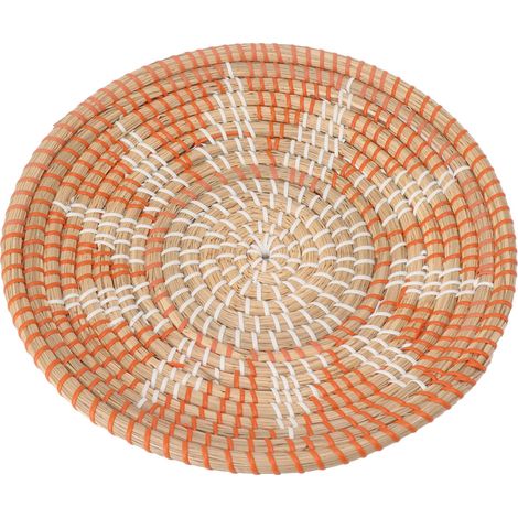 Décoration murale ronde en herbe 35cm de diamètre, panier mural tissé à la main pour salon et cuisine, style 1 (1/5)