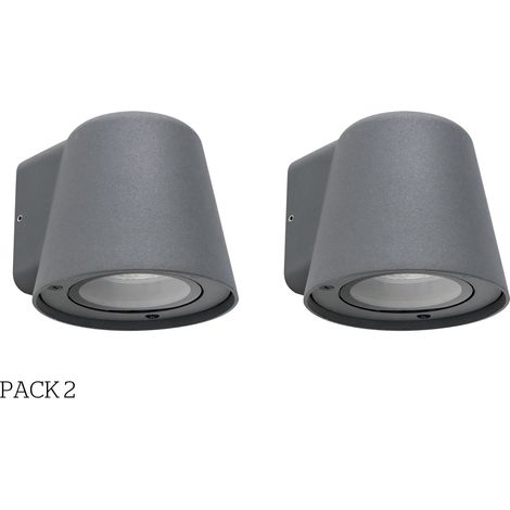 Forlight Cone - 2 Apliques de Pared Exterior de 1 Foco GU10 con IP44 de Color Negro