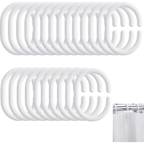 Lot de 24 4.6x3.5cm Anneau Rideau de Douche en Plastique, C Crochet Rideau Douche, Anneaux Rideaux Douche pour Salle de Bain, Chambre à Coucher (1/5)